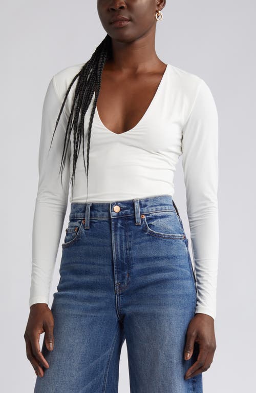 Open Edit Smooth V-Neck Bodysuit at Nordstrom,