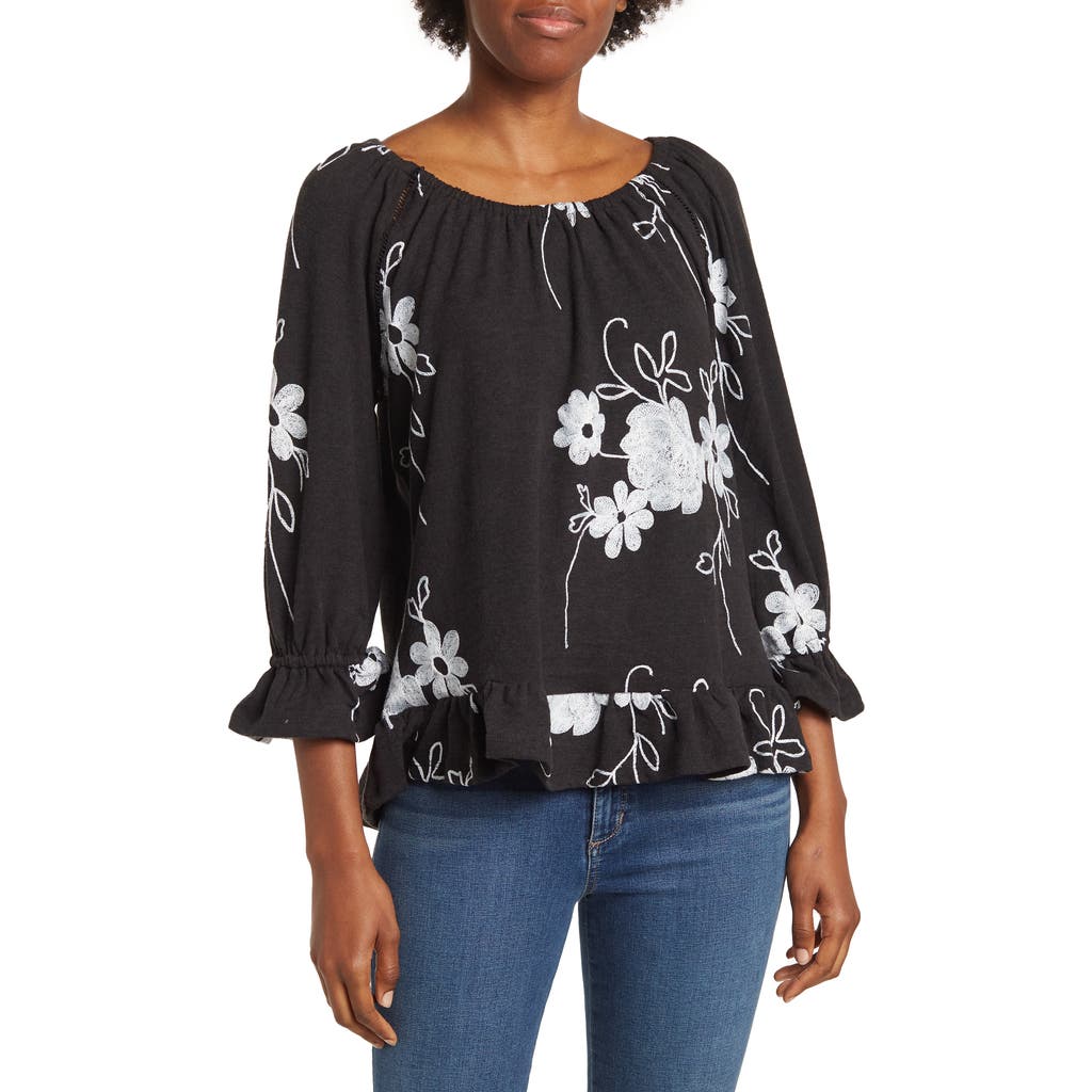 FORGOTTEN GRACE FORGOTTEN GRACE PEASANT EMBROIDERED BLOUSE