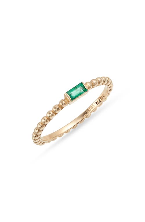 Emerald Dew Drop Ring in Yellow Gold/Green