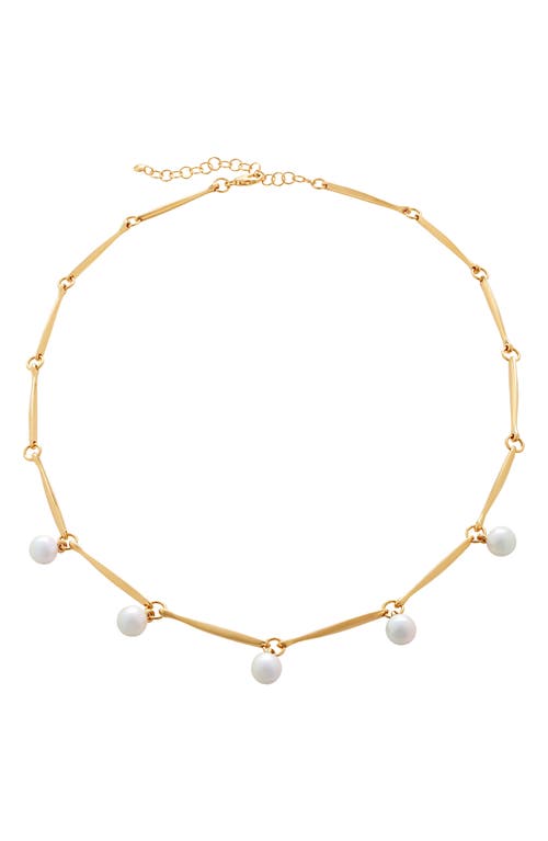 Monica Vinader Nura Freshwater Pearl Station Necklace In 18ct Gold Vermeil/silver