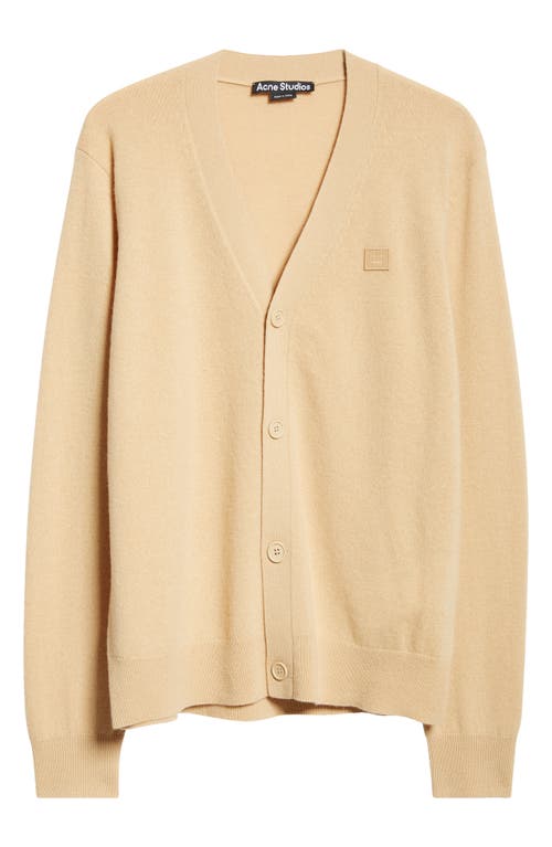 Acne Studios Keve Face Patch Wool Cardigan In Biscuit Beige