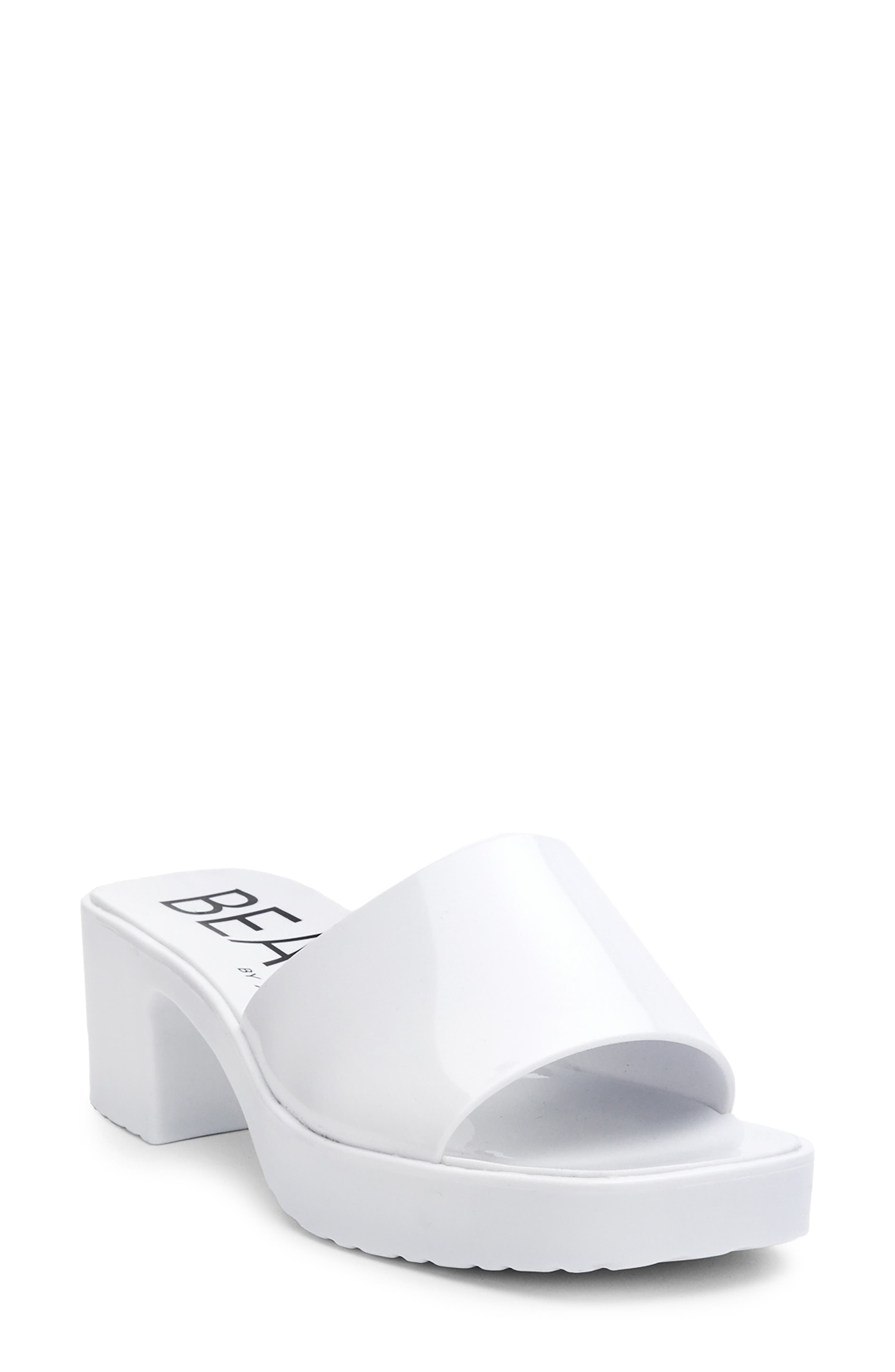 womens white block heel