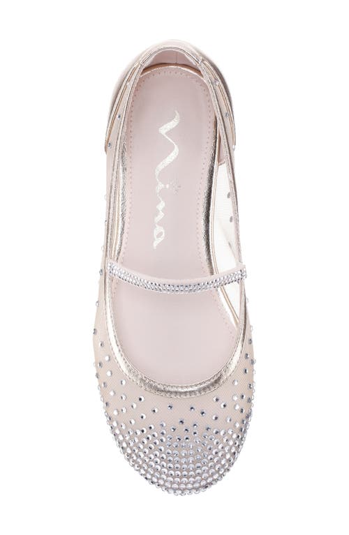 Shop Nina Kids' Kira Mary Jane Flat In Lt Gold Mesh/rhinestones