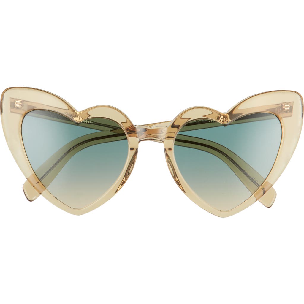 Saint Laurent Loulou 54mm Heart Sunglasses In Green
