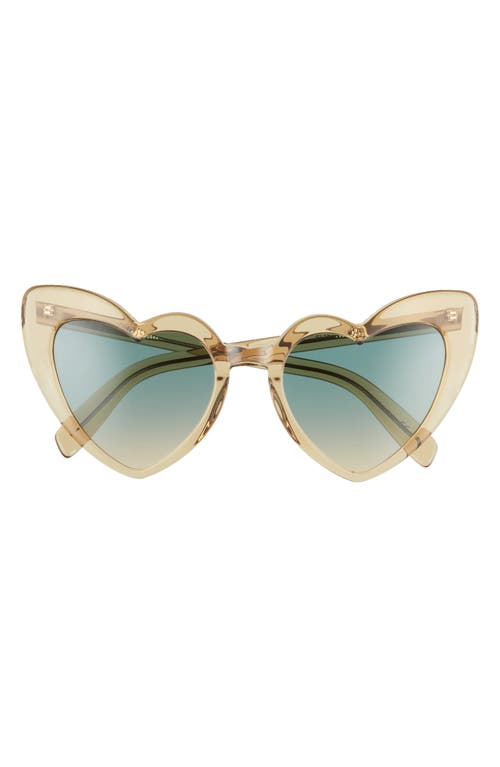 Saint Laurent Loulou 54mm Heart Sunglasses in Yellow/Green at Nordstrom