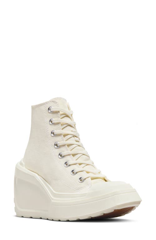 Converse Chuck 70 De Luxe High Top Wedge Trainer In Egret/black/white