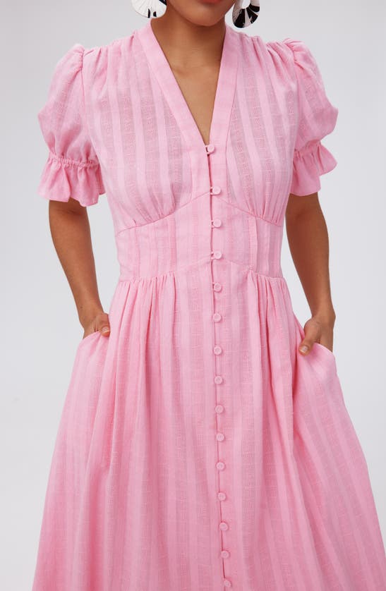 Shop Dvf Erica Cotton Button-up Midi Dress In Rose Pink