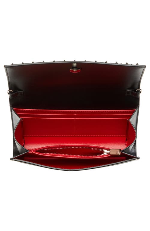 Christian Louboutin Paloma Spike Leather Wallet On A Chain In Bk65 Black/silver