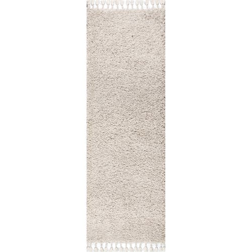 Jonathan Y Mercer Shag Plush Tassel Area Rug In Cream