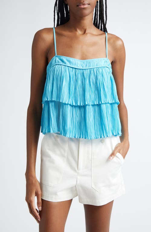 Eula Tiered Pleated Ruffle Camisole in Isola Blue