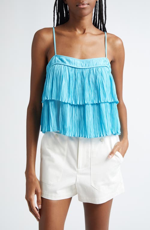 Shop Ramy Brook Eula Tiered Pleated Ruffle Camisole In Isola Blue