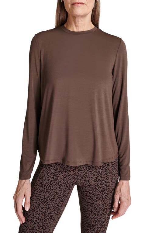 Sweaty Betty Drape Back Long Sleeve Top Walnut Brown at Nordstrom,