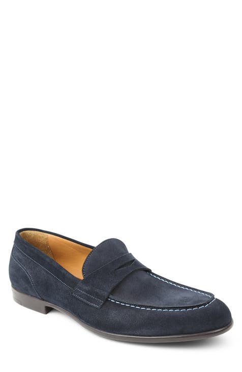 Navy Blue Woven Leather and Suede Bit loafer for men By Corrente –  Dolcevitafashions