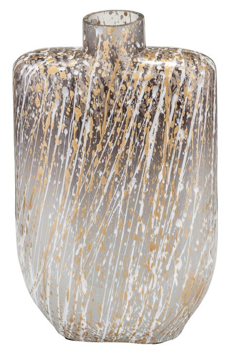 Glass 10-Inch Stripe Stained Vase