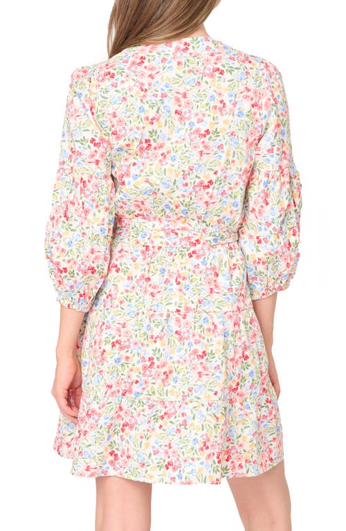 Shop Gibsonlook Harper Floral Poplin Faux Wrap Dress In Wild Bouquet