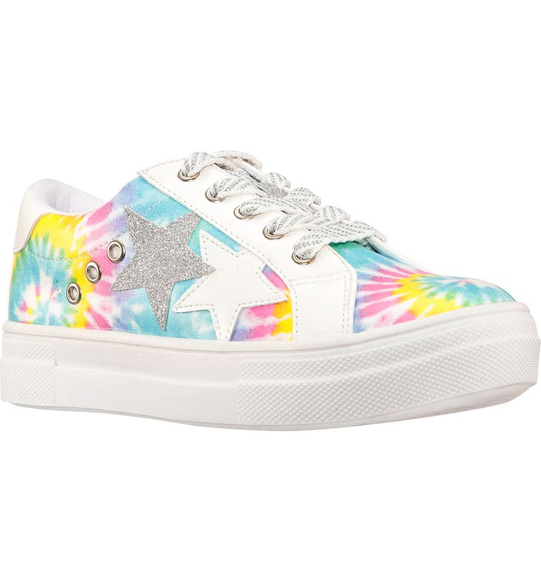 NINA Lizzet Glitter Star Sneaker, Main, color, MULTI TIE DYE