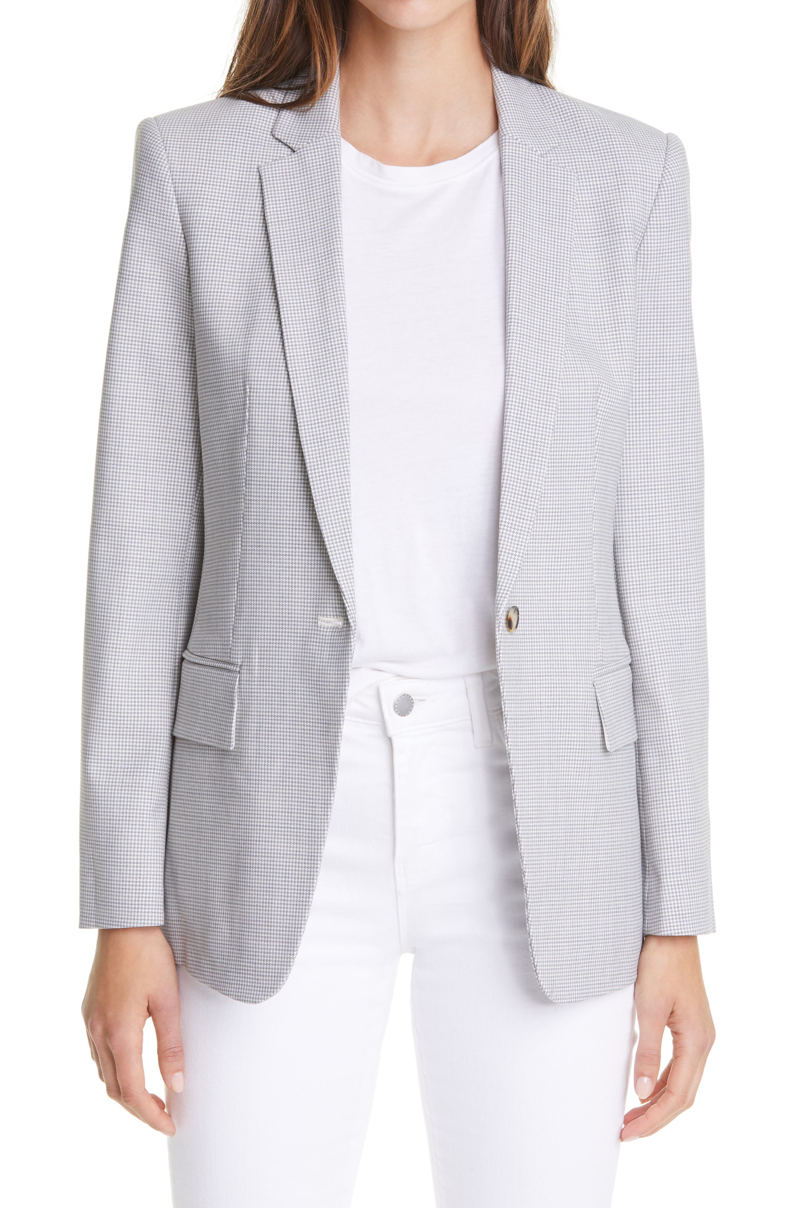 Club Monaco Borrem Single Button Blazer In White And Grey