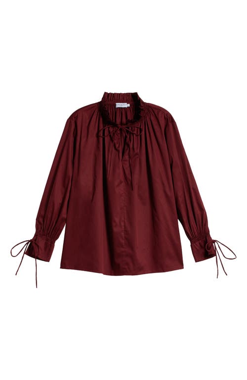 Shop Harshman Audrey Tie Detail Cotton Pullover Top In Burgundy