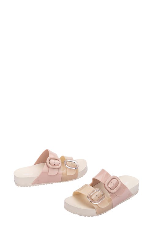 Melissa Cozy Buckle Slide Sandal In Beige/pink