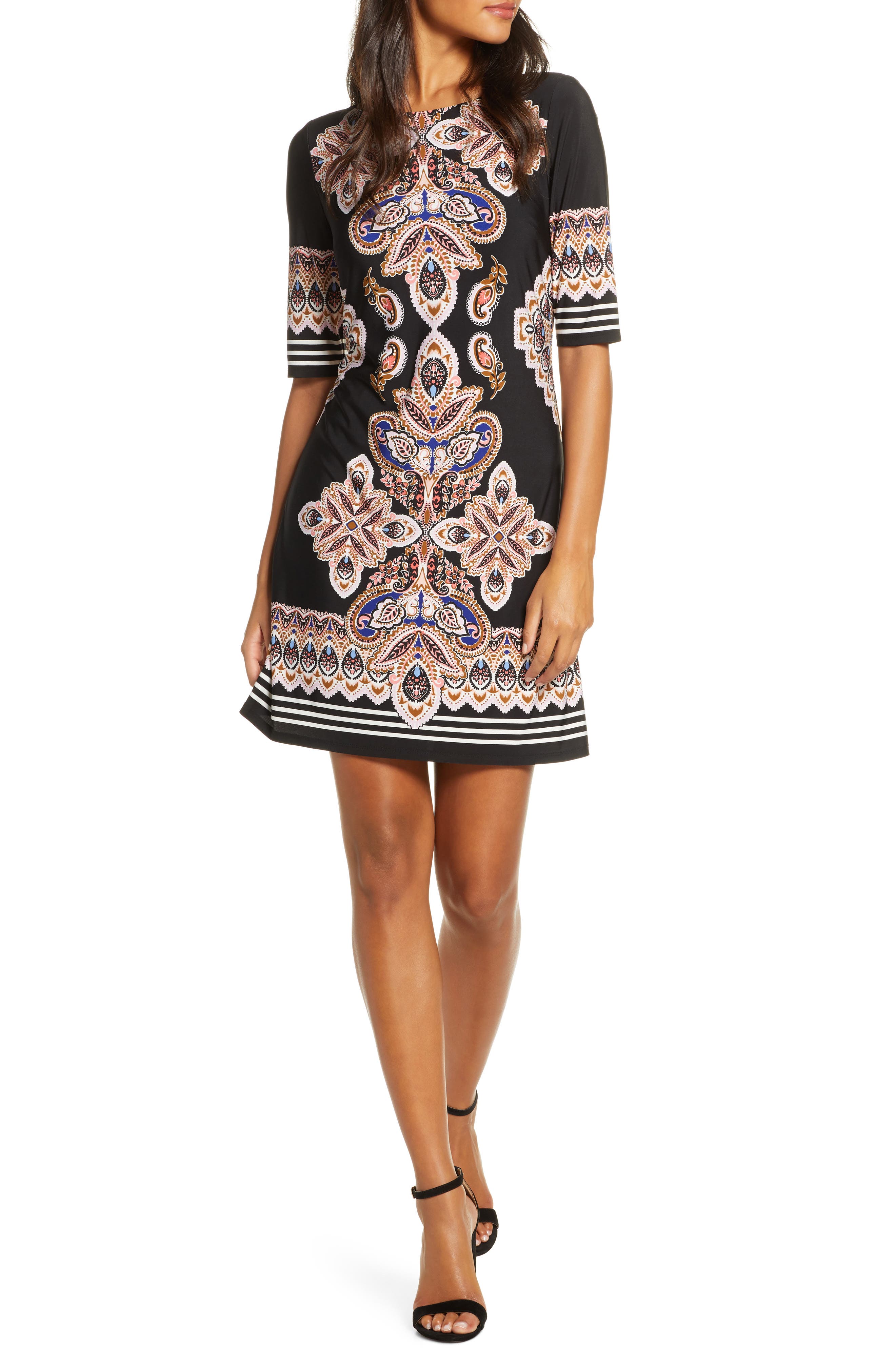 Regular /& Petite Eliza J Womens Printed Surplus Bodice Dress
