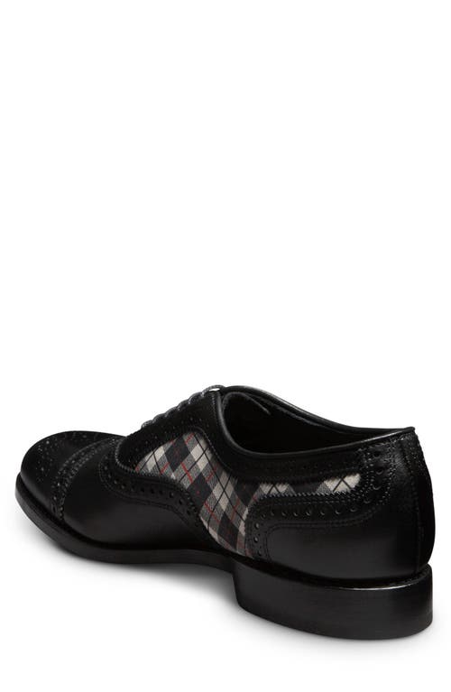 Shop Allen Edmonds Strand Cap Toe Oxford In Black/white Plaid