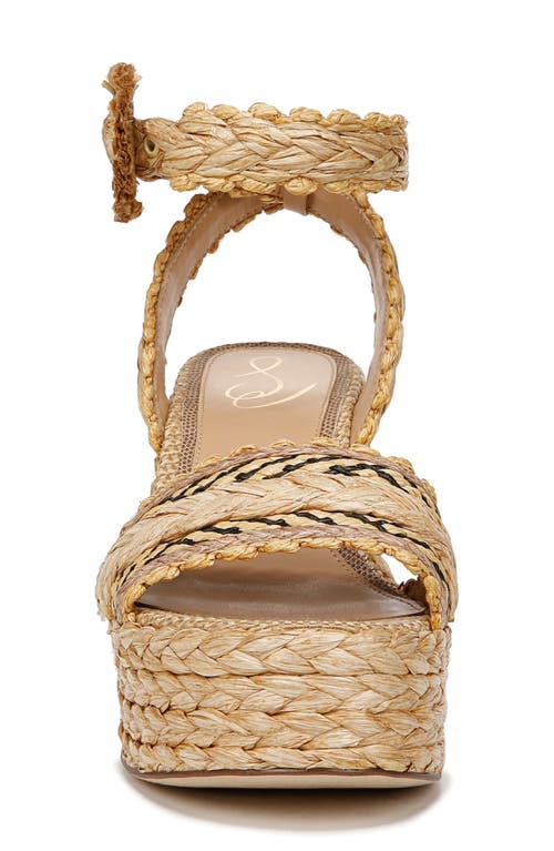 Sam Edelman Iliana Ankle Strap Wedge Dark Natural Multi Raffia In Dark Natural Multi