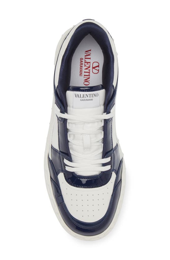 Shop Valentino Garavani Freedots Patent Leather Trim Low Top Sneaker In Worker/bianco