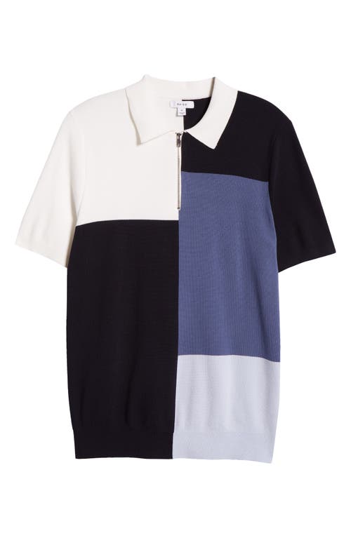 Shop Reiss Delta Colorblock Half Zip Polo Sweater In Blue Multi