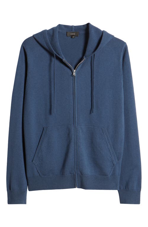 Shop Vince Modern Wool, Cotton & Cashmere Zip-up Hoodie Sweater In Nocturne