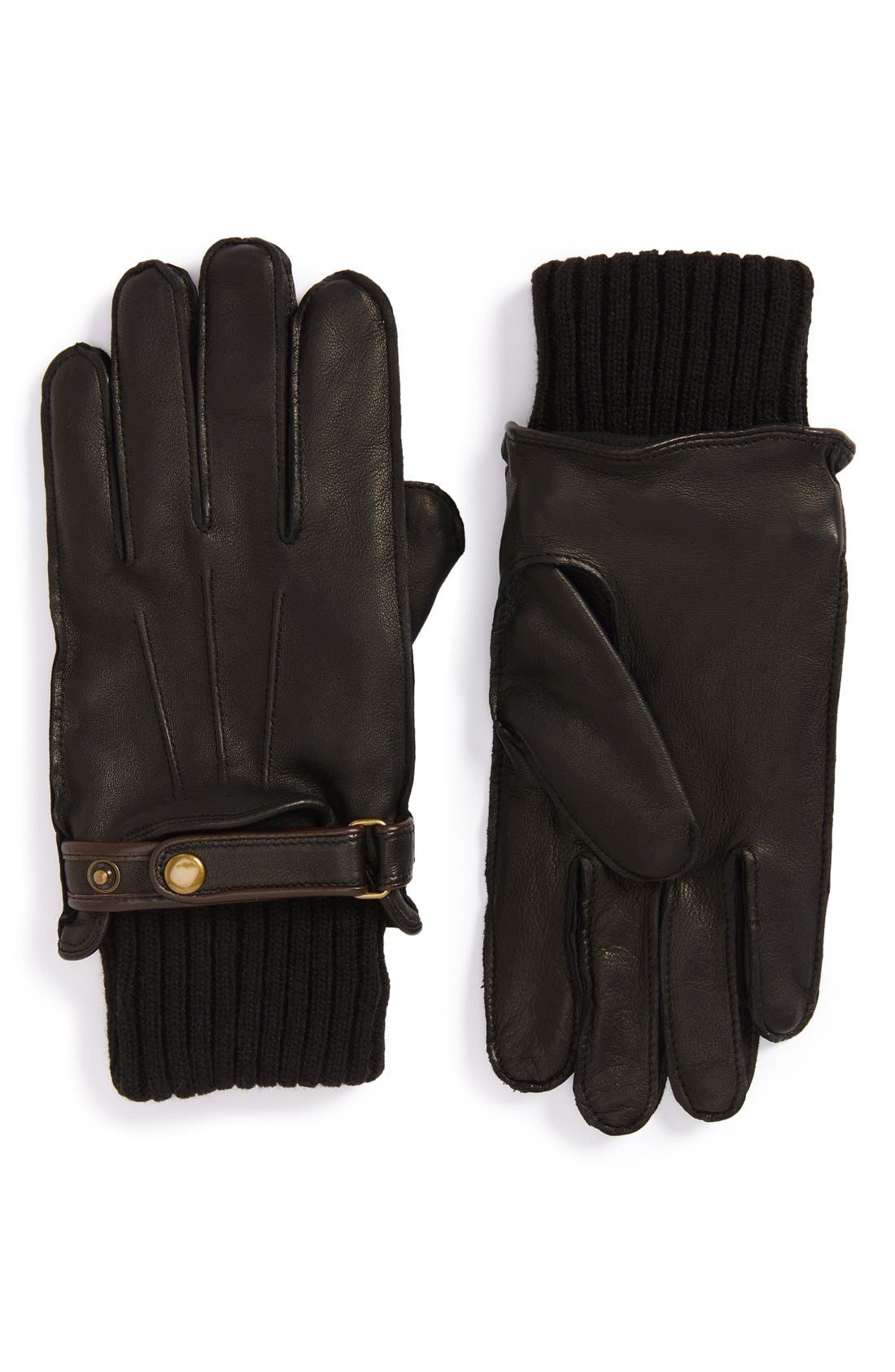 John W. Nordstrom® Knit Cuff Leather Gloves Nordstrom