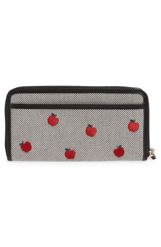 Shop Kate Spade Embroidered Large Leather Continental Wallet In Black Multi.