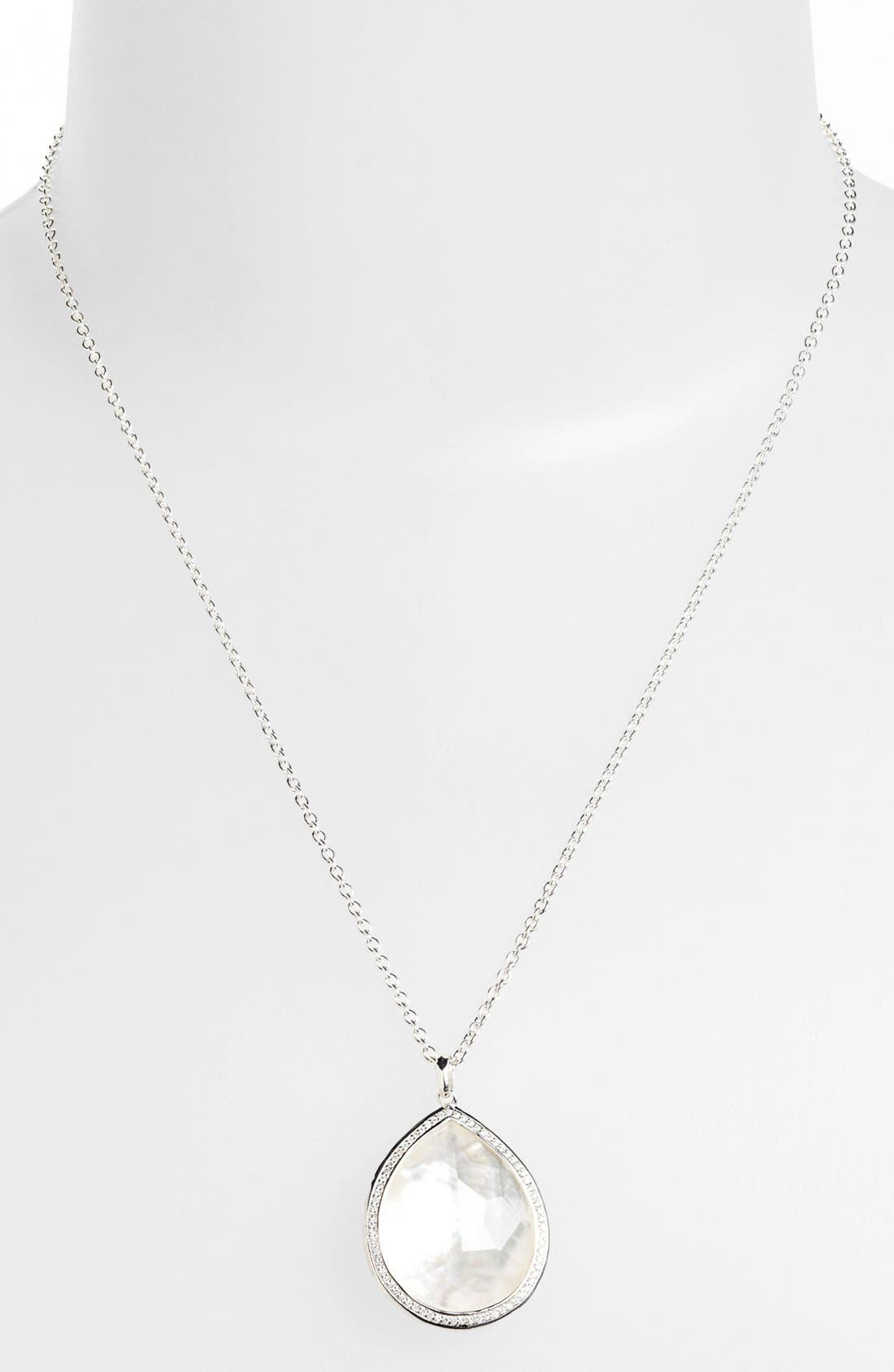 Ippolita Sterling Silver Rock Candy Large Teardrop Diamond Halo Pendant Necklace