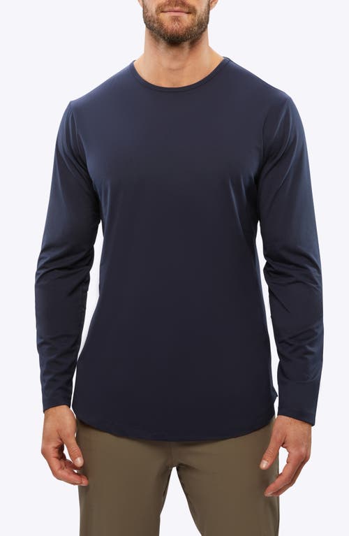 Shop Cuts Ao Curved Hem Long Sleeve T-shirt In Pacific Blue