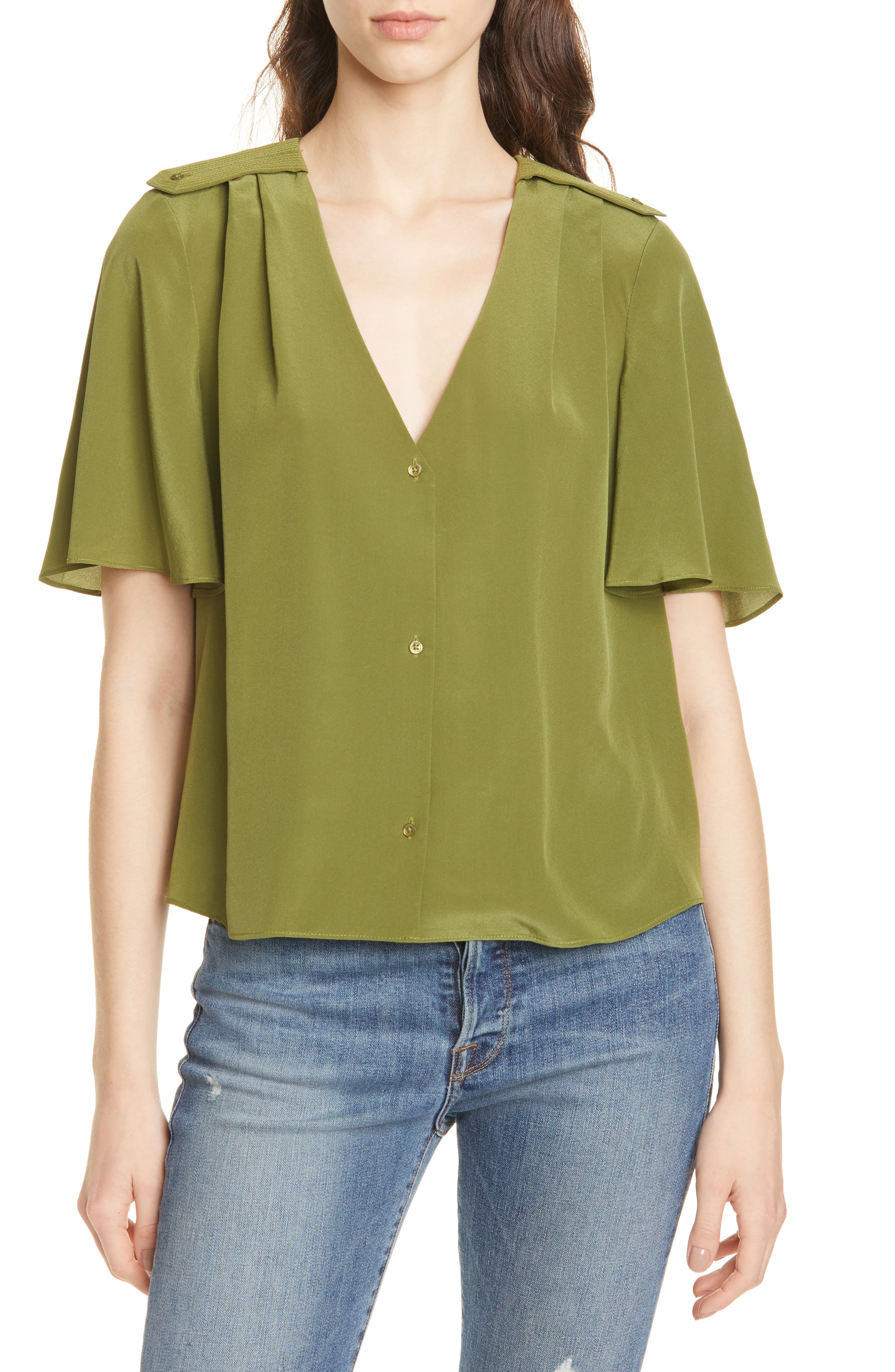 Joie Cadell Flutter Sleeve Silk Blouse | Nordstrom