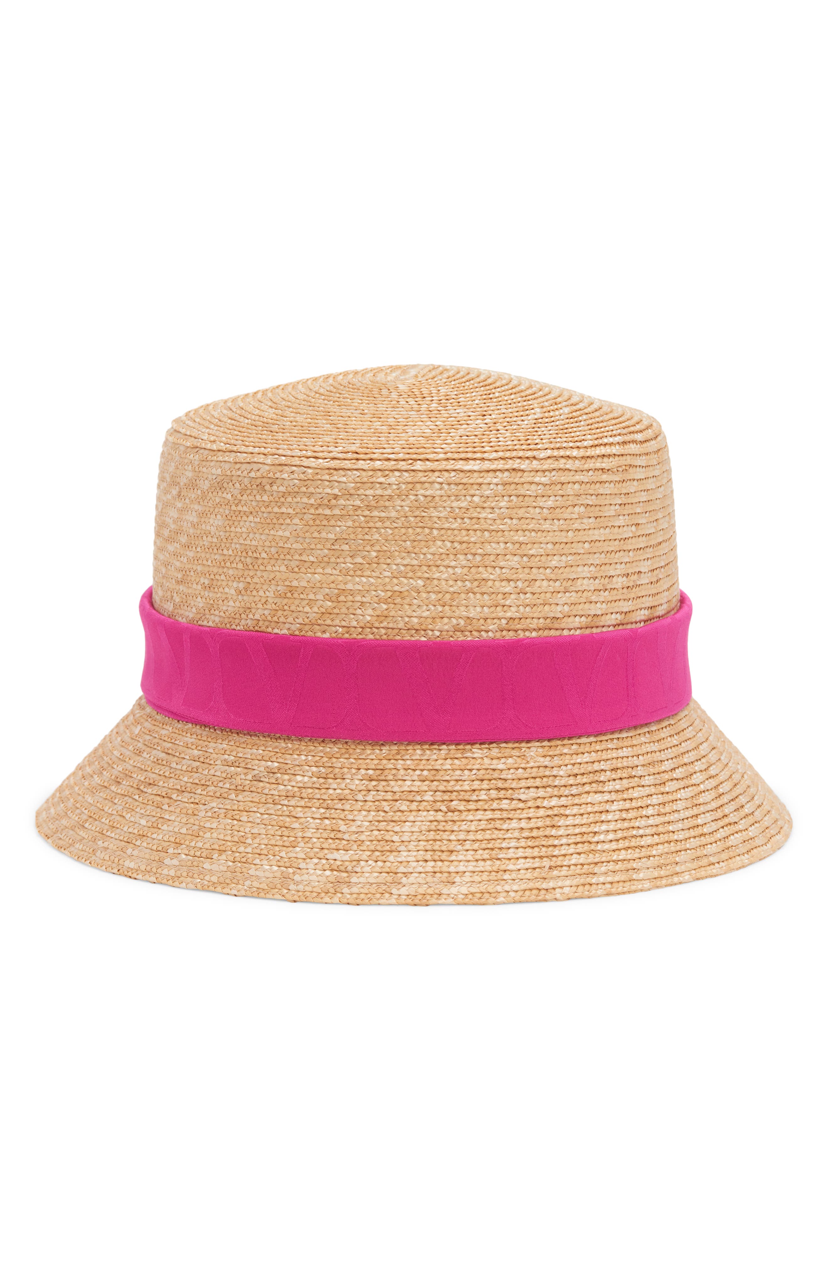 ハット VALENTINO SS25 Straw bucket hat (6W2HGA40JEJ 9SX) Valentino Garavani Straw Bucket Hat with Toile Iconography
