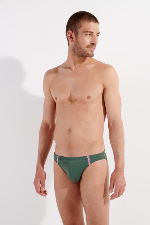 Shop Hom Nautical Cup Micro Brief In Khaki Green