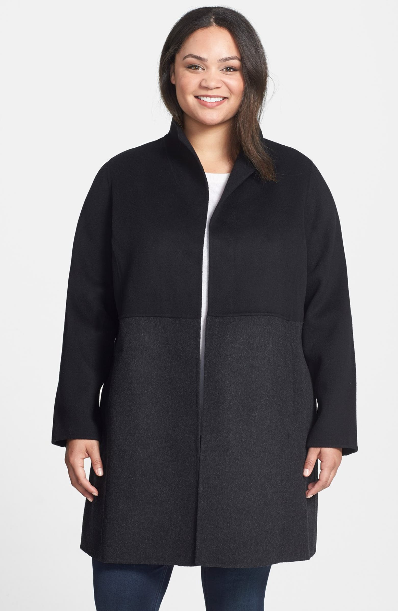 Eileen Fisher Brushed Wool Blend Coat (Plus Size) | Nordstrom