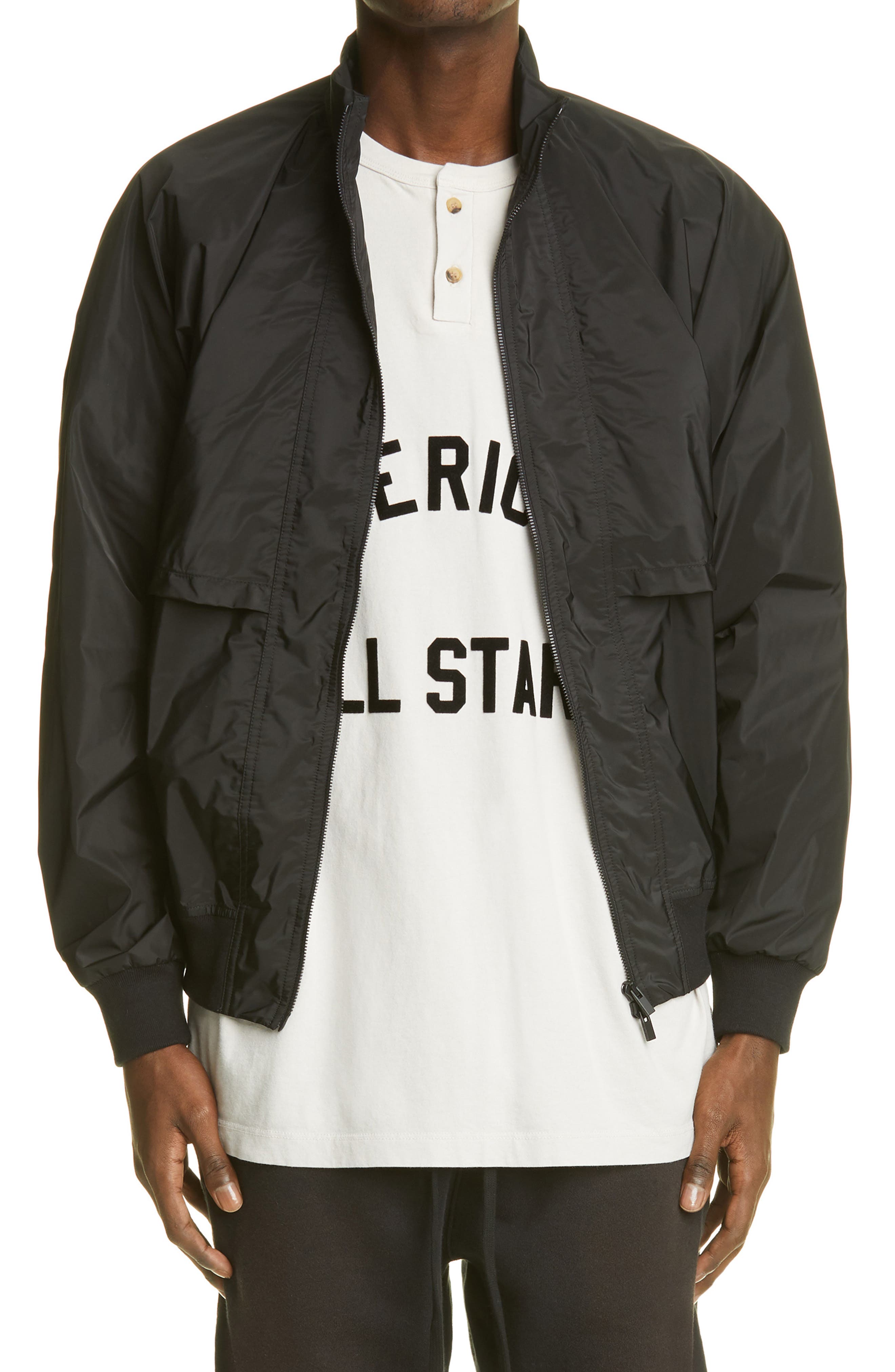 Fear of God Nylon Track Jacket in Black at Nordstrom, Size Small