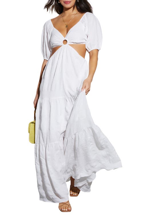 VICI Collection Cartagena Cutout Tiered Maxi Dress in White at Nordstrom, Size Medium