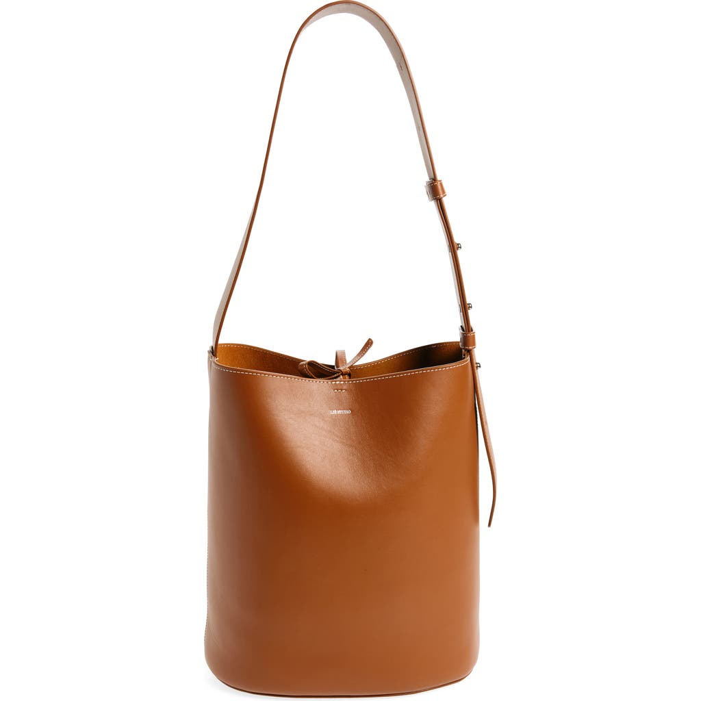 Lie Studio Lié Studio Norma Leather Bucket Tote In Toffee Brown