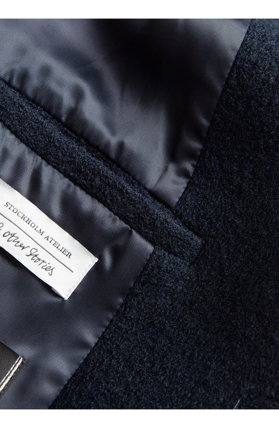 & Other Stories Belted Wool Wrap Coat In Navy