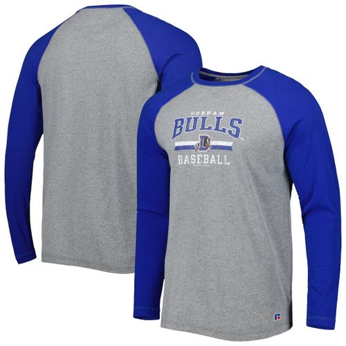 BOXERCRAFT Men's Royal/Heathered Gray Durham Bulls Long Sleeve Baseball T-Shirt