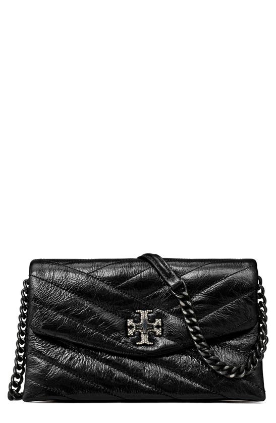 Tory Burch Kira Pavé Chevron Quilted Metallic Leather Crossbody Bag In Black ModeSens