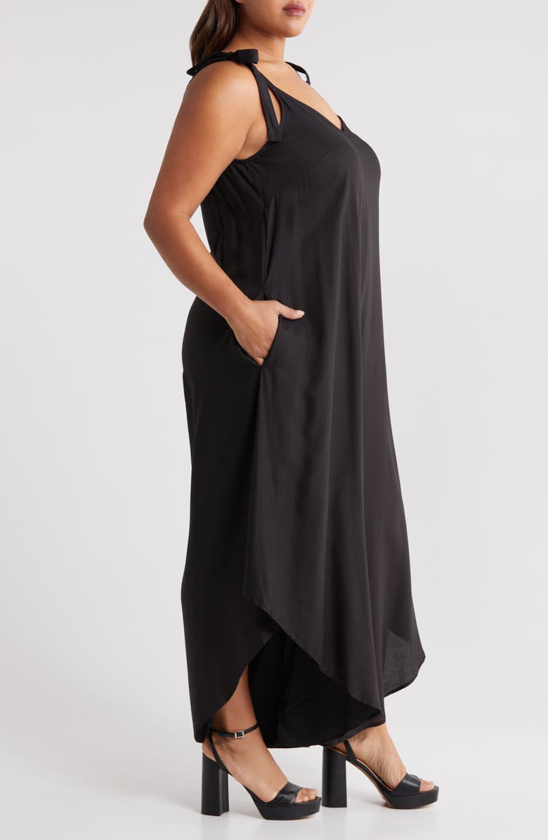 Vince Camuto Tie Strap Crop Wide Leg Jumpsuit, Alternate, color, Rich Black