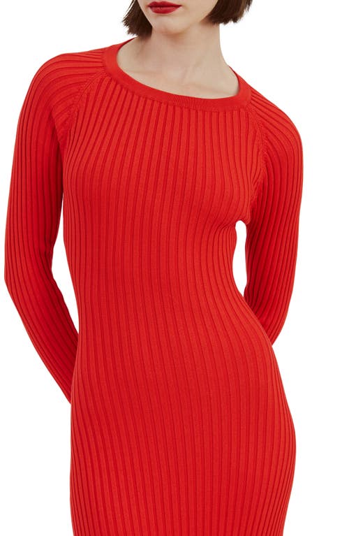 Shop Bardot Amaro Long Sleeve Knit Dress In Fire Red