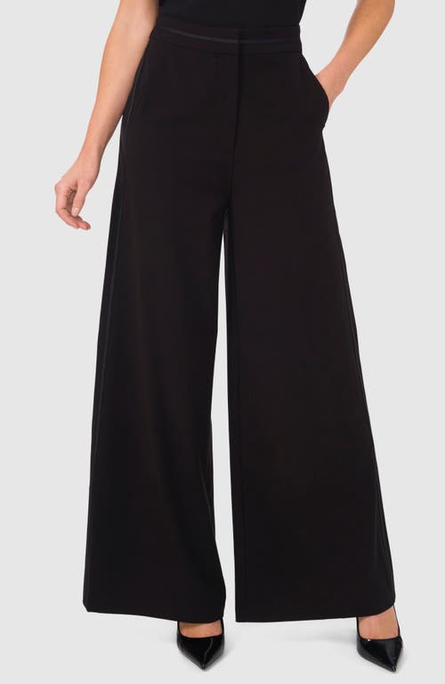 Shop Halogenr Halogen(r) Grosgrain Ribbon Trim Wide Leg Pants In Rich Black