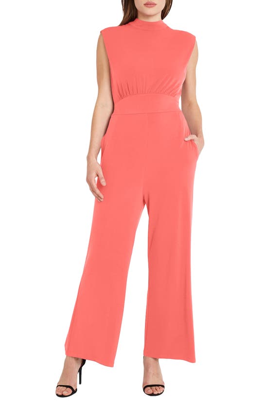 Donna Morgan For Maggy Mock Neck Jumpsuit In Paradise Pink