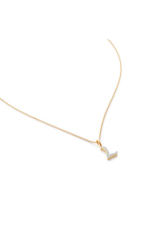 Diamond Alphabet Pendant Necklace in 18Ct Gold Vermeil Sterling L