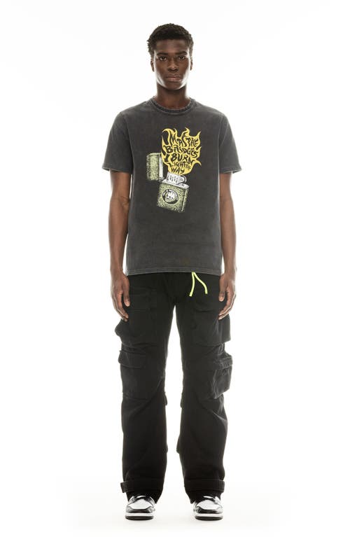 Cult Of Individuality Relaxed Graphic T-shirt In Vintage Charcoal