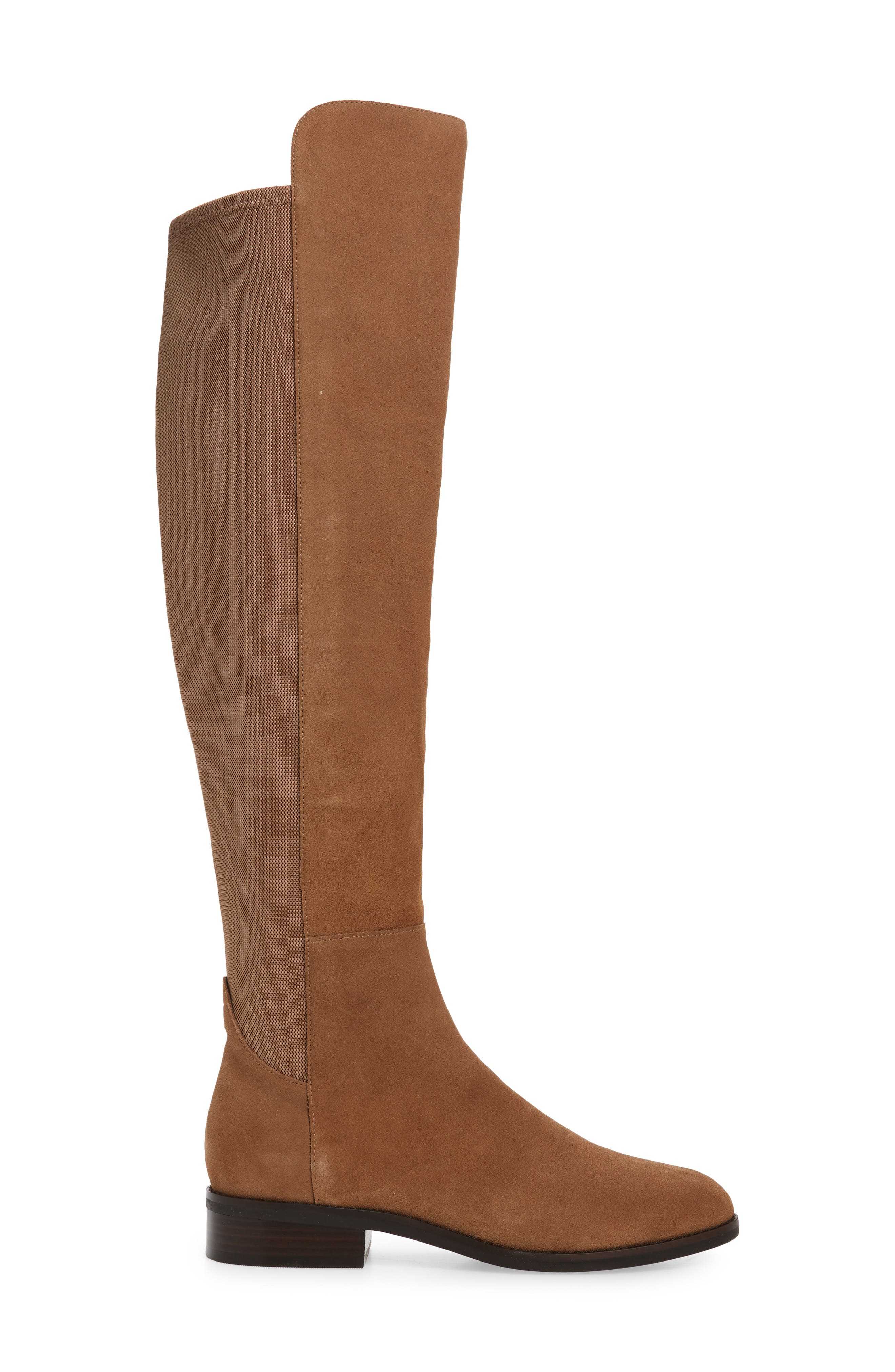 tan suede knee high boots flat